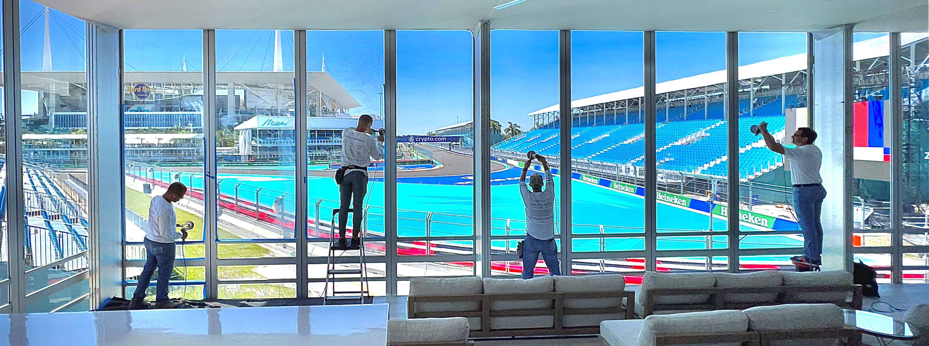 Vivid Clear Glass technicians restoring glass