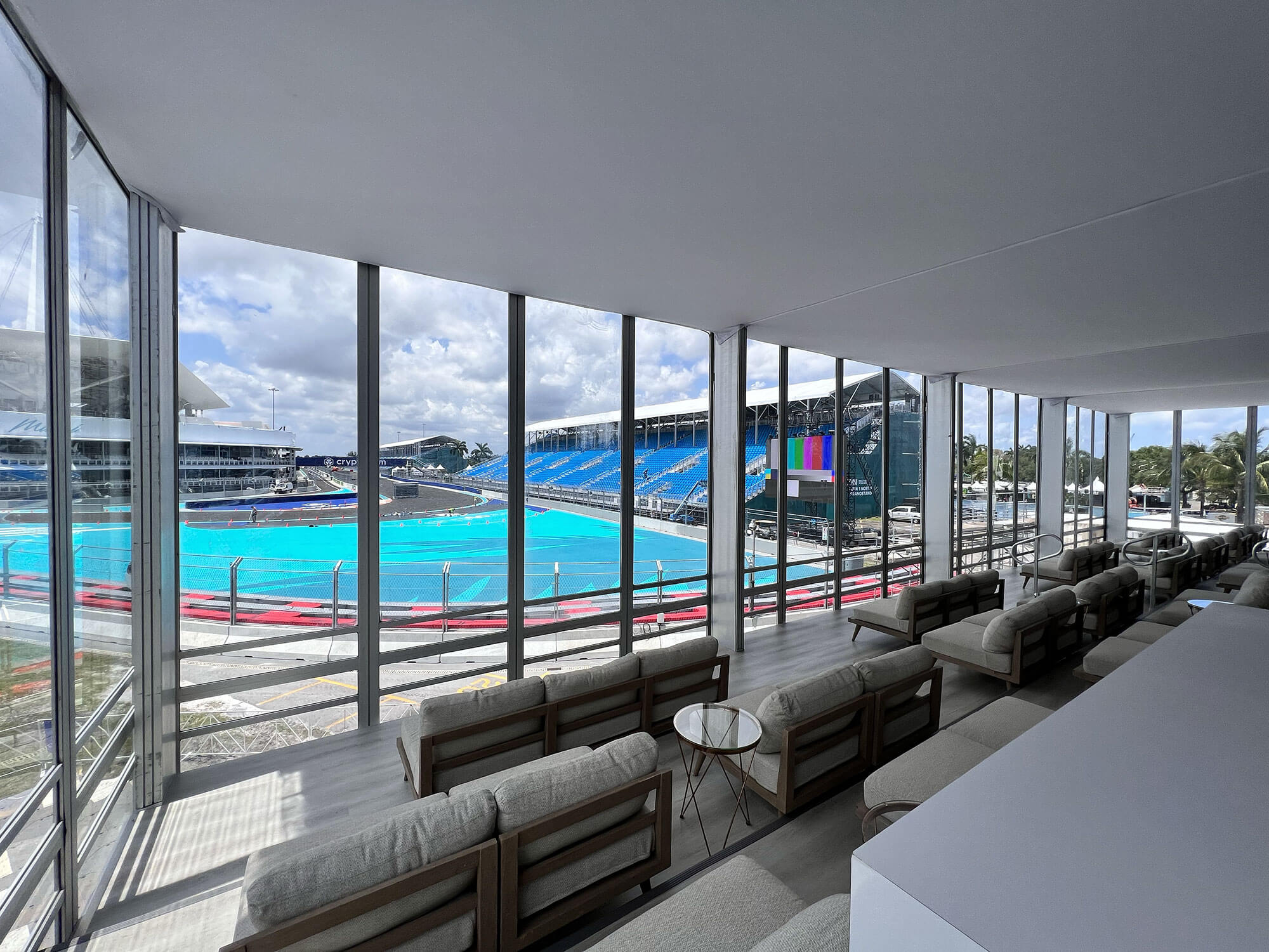 F1 Hard Rock Stadium VIP glass restoration